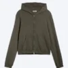Shrunken Zip Kapuzenpullover – Dunkelkhaki-Grün Shrunken Zip Kapuzenpullover – Dunkelkhaki-Grün