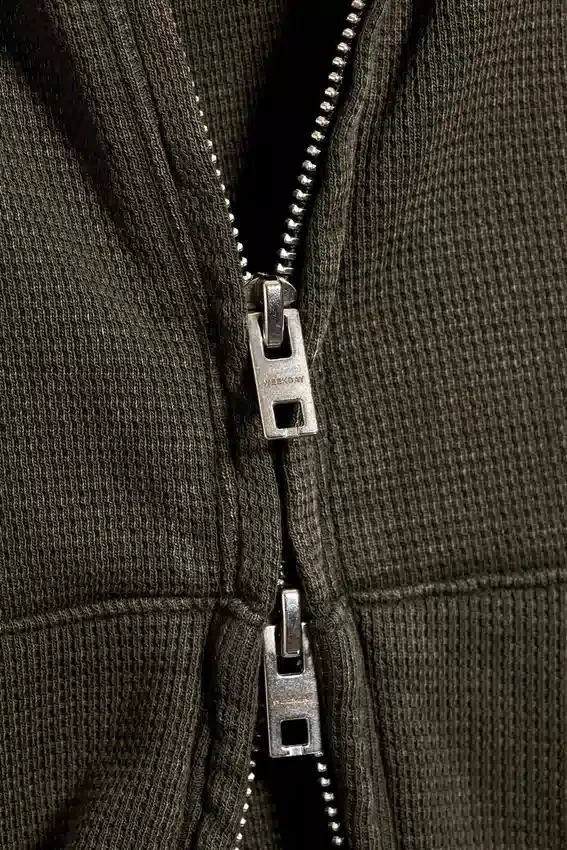 Shrunken Zip Kapuzenpullover – Dunkelkhaki-Grün Shrunken Zip Kapuzenpullover – Dunkelkhaki-Grün