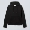 Shrunken Zip Kapuzenpullover – Schwarz