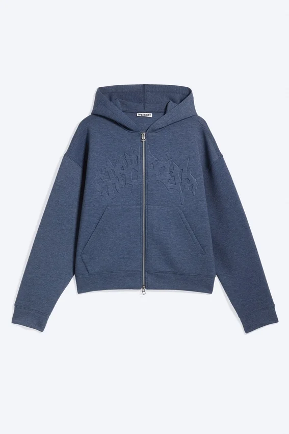 Simon Mit Print Scuba Zip Kapuzenpullover – Dunkelblau – Geprägt Simon Mit Print Scuba Zip Kapuzenpullover – Dunkelblau – Geprägt