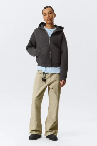 Simon Mit Print Scuba Zip Kapuzenpullover – Dunkelgrau – Bestickt Simon Mit Print Scuba Zip Kapuzenpullover – Dunkelgrau – Bestickt