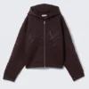Simon Mit Print Scuba Zip Kapuzenpullover – Dunkelviolett Simon Mit Print Scuba Zip Kapuzenpullover – Dunkelviolett