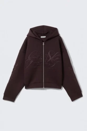 Simon Mit Print Scuba Zip Kapuzenpullover – Dunkelviolett