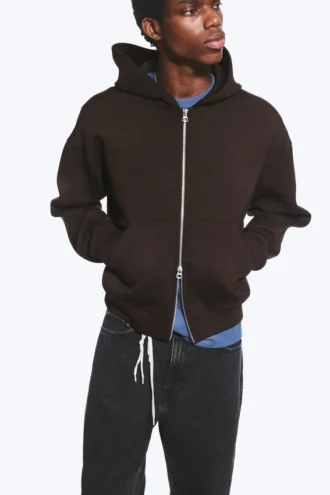 Simon Scuba Zip Kapuzenpullover – Dunkelbraun