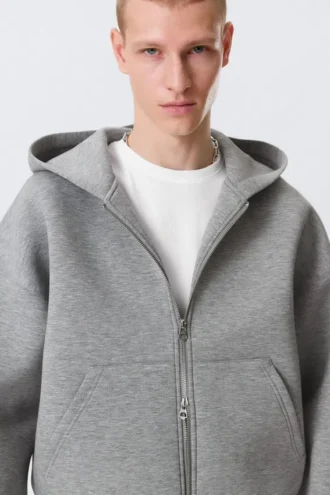 Simon Scuba Zip Kapuzenpullover – Grau meliert