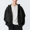 Simon Washed Scuba Zip Kapuzenpullover – Faded Black Simon Washed Scuba Zip Kapuzenpullover – Faded Black