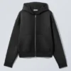 Simon Washed Scuba Zip Kapuzenpullover – Faded Black Simon Washed Scuba Zip Kapuzenpullover – Faded Black