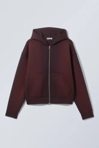Simon Washed Scuba Zip Kapuzenpullover – Washed Dark Plum