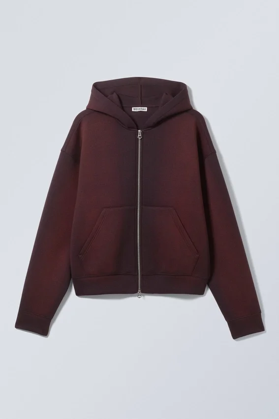 Simon Washed Scuba Zip Kapuzenpullover – Washed Dark Plum Simon Washed Scuba Zip Kapuzenpullover – Washed Dark Plum