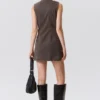 Slim Curvy Mini-Kleid mit Reißverschluss – Dunkelgrau Slim Curvy Mini-Kleid mit Reißverschluss – Dunkelgrau