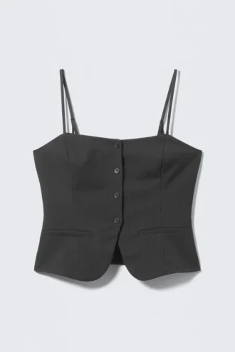 Slim-Fit-Anzugweste – Dunkelgrau meliert