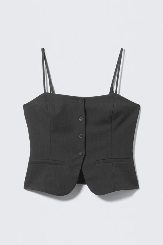 Slim-Fit-Anzugweste – Dunkelgrau meliert Slim-Fit-Anzugweste – Dunkelgrau meliert