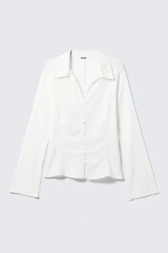 Slim-Fit-Bluse mit Struktur – Weiß