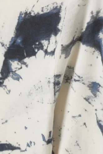 Slim-Fit-Oberteil mit Langarm und U-Boot-Ausschnitt – Weiß, Tie-Dye