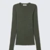 Slim-Fit-Oberteil mit Strassprint – Dunkelkhaki-Grün Slim-Fit-Oberteil mit Strassprint – Dunkelkhaki-Grün