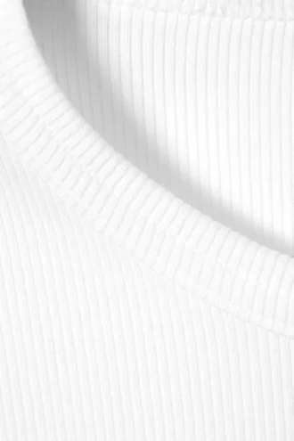 Slim-Fit-T-Shirt aus gerippter Baumwolle – Weiß