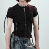 Slim-Fit-T-Shirt mit Knoten – Schwarz Slim-Fit-T-Shirt mit Knoten – Schwarz