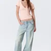 Slim-Fit-T-Shirt mit tiefem V-Ausschnitt – Altrosa Slim-Fit-T-Shirt mit tiefem V-Ausschnitt – Altrosa