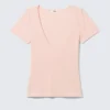 Slim-Fit-T-Shirt mit tiefem V-Ausschnitt – Altrosa Slim-Fit-T-Shirt mit tiefem V-Ausschnitt – Altrosa