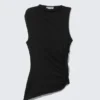 Slim-Fit-Top aus drapiertem Lyocell – Schwarz Slim-Fit-Top aus drapiertem Lyocell – Schwarz