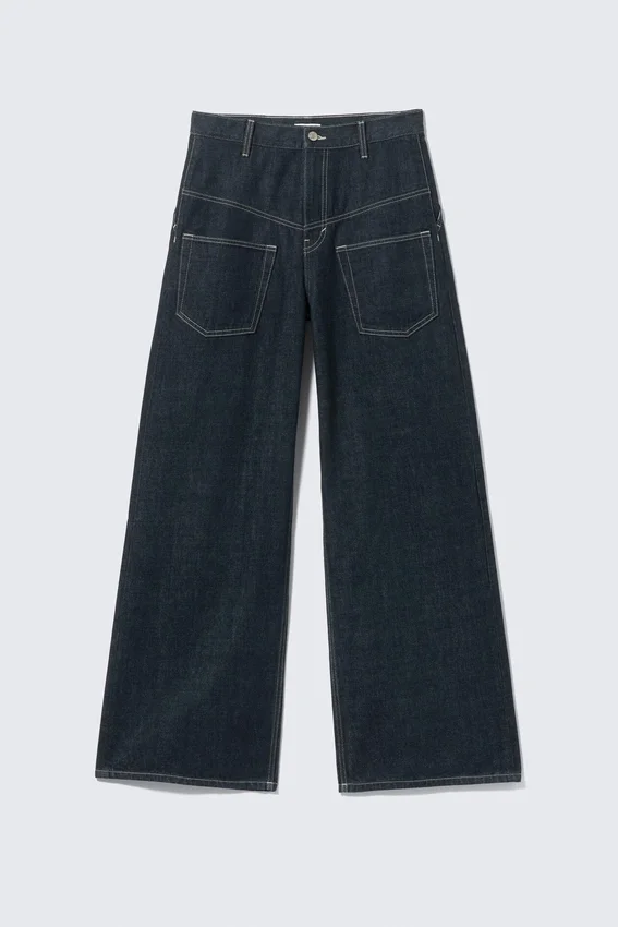 Solar Deconstructed Loose Wide Leg Jeans – Blue Rinse – Dunkelblau Solar Deconstructed Loose Wide Leg Jeans – Blue Rinse – Dunkelblau