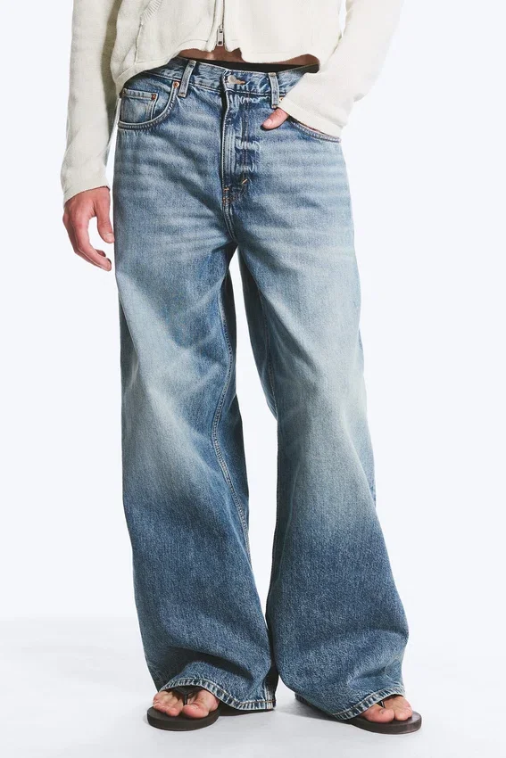 Solar Loose Wide Leg Unisex-Jeans – Blue Horses – Mittelblau Solar Loose Wide Leg Unisex-Jeans – Blue Horses – Mittelblau