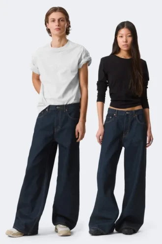 Solar Loose Wide Leg Unisex-Jeans – Blue Rinse – Dunkelblau