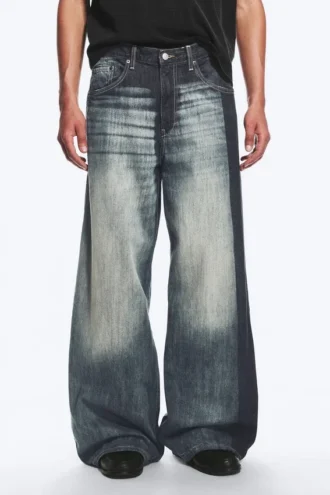 Solar Loose Wide Leg Unisex-Jeans – Laser Board Blue – Mittelblau
