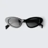 Sonnenbrille im Cat-Eye-Stil mit Flügeln – Schwarz – Schwarze Gläser
