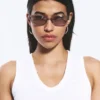 Sonnenbrille mit dünnem ovalem Rahmen – Greige – graue Gläser Sonnenbrille mit dünnem ovalem Rahmen – Greige – graue Gläser