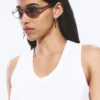Sonnenbrille mit dünnem ovalem Rahmen – Greige – graue Gläser Sonnenbrille mit dünnem ovalem Rahmen – Greige – graue Gläser