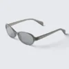 Sonnenbrille mit dünnem ovalem Rahmen – Greige – graue Gläser Sonnenbrille mit dünnem ovalem Rahmen – Greige – graue Gläser