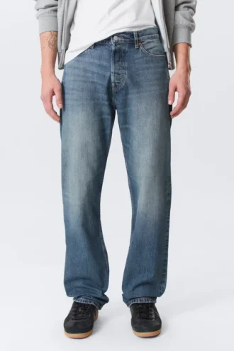 Space Mid Rise Relaxed Straight Jeans – Radio Blue – Mittelblau