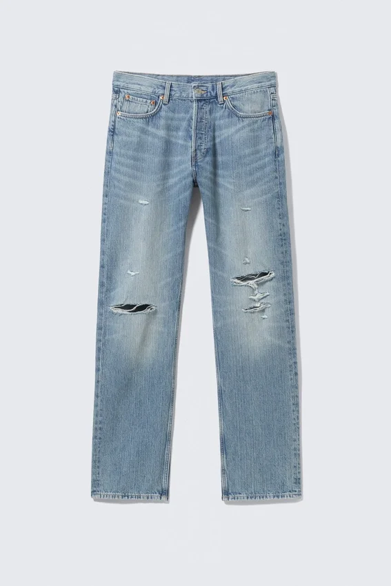 Space Relaxed Straight Leg Distressed Jeans – Distressed Blue Space Relaxed Straight Leg Distressed Jeans – Distressed Blue