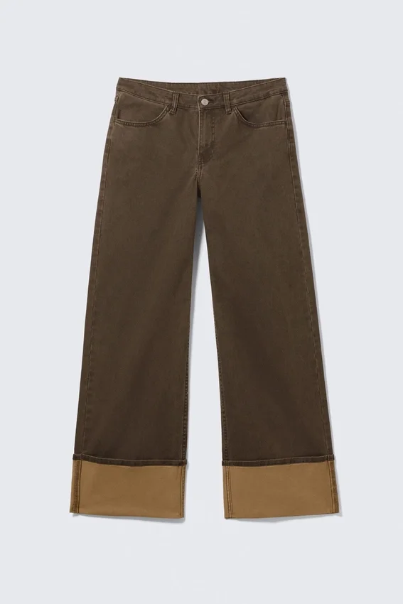 Spice Twill-Hose mit niedriger Leibhöhe und Umschlag – Dunkelbraun Spice Twill-Hose mit niedriger Leibhöhe und Umschlag – Dunkelbraun