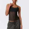 Spitzen-Pyjama-Tanktop – Dunkelgrau