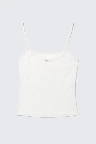 Spitzen-Pyjama-Top – Weiß