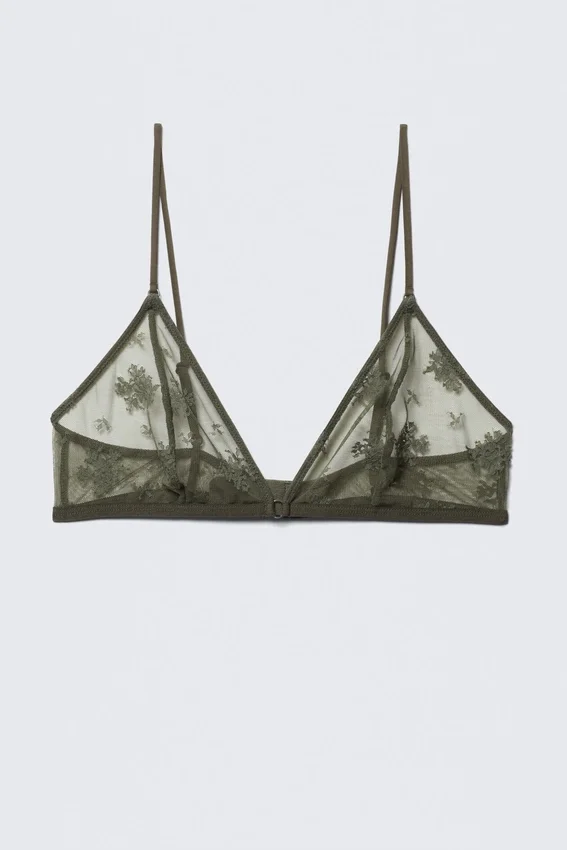 Spitzen-Triangel-BH – Dunkelkhaki-Grün Spitzen-Triangel-BH – Dunkelkhaki-Grün