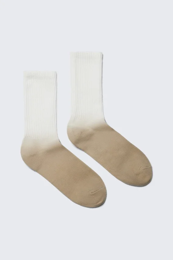Sport-Socken mit Farbverlauf – Weiß/Beige Sport-Socken mit Farbverlauf – Weiß/Beige