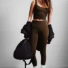 Sportleggings mit hoher Taille – Dunkelbraun Sportleggings mit hoher Taille – Dunkelbraun
