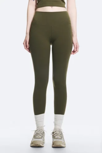 Sportleggings mit hoher Taille – Dunkelkhaki