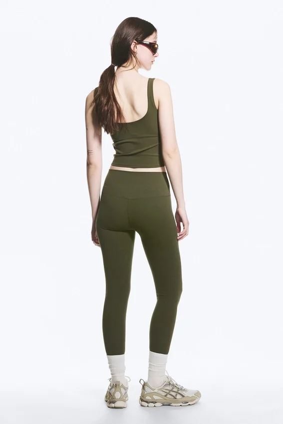 Sportleggings mit hoher Taille – Dunkelkhaki Sportleggings mit hoher Taille – Dunkelkhaki