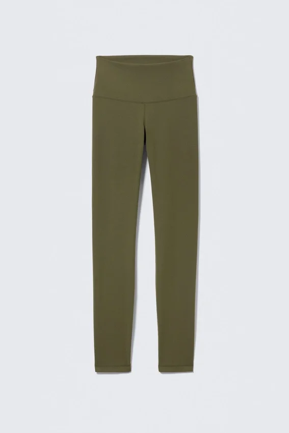 Sportleggings mit hoher Taille – Dunkelkhaki Sportleggings mit hoher Taille – Dunkelkhaki