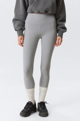 Sportleggings mit hoher Taille – Hellstaubgrau