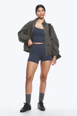Sportliche Biker-Shorts mit hoher Taille – Dunkelblau