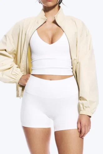 Sportliche Bikershorts mit hoher Taille – Weiß