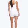Sportliche Bikershorts mit hoher Taille – Weiß Sportliche Bikershorts mit hoher Taille – Weiß