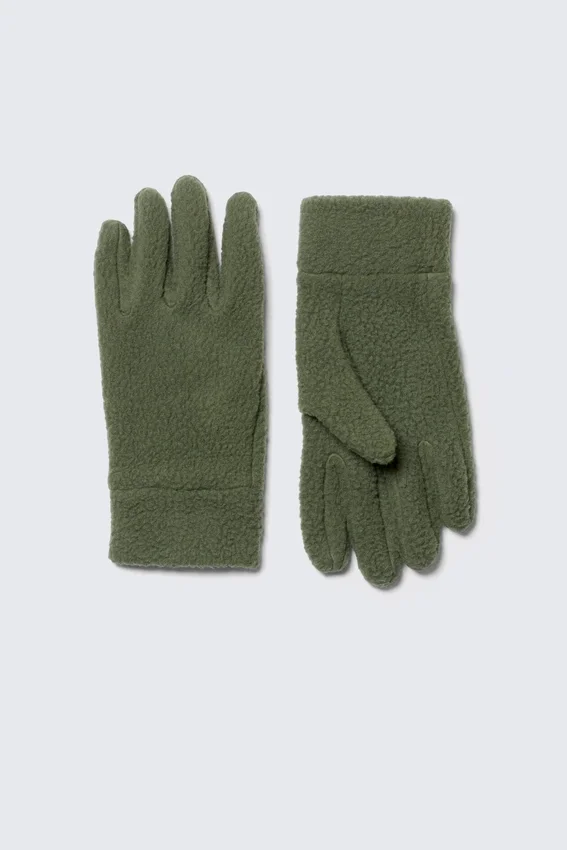 Sportliche Fleece-Handschuhe – Dunkelkhaki Sportliche Fleece-Handschuhe – Dunkelkhaki