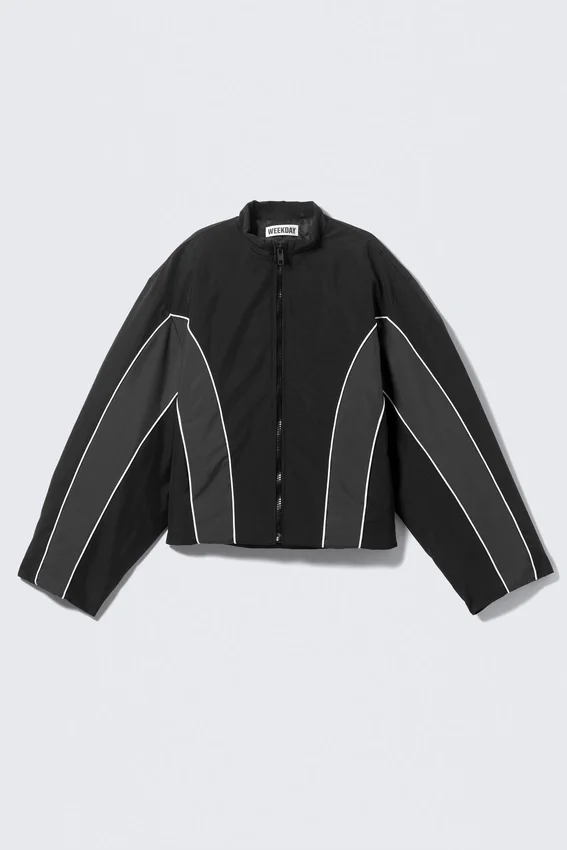Sportliche, wattierte Colour-Block-Jacke – Schwarz – Colour Block Sportliche, wattierte Colour-Block-Jacke – Schwarz – Colour Block