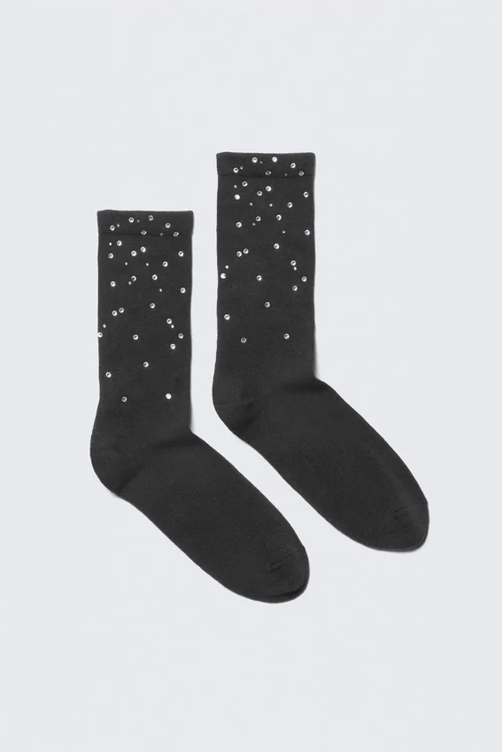 Strass-Socken – Dunkelgrau Strass-Socken – Dunkelgrau